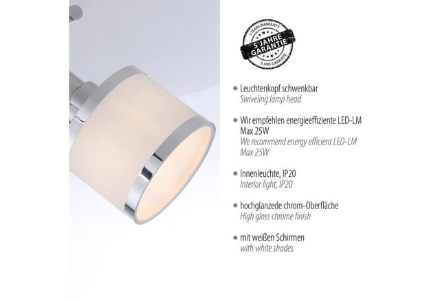 Just Light Deckenleuchte 'Accor' chromfarben/weiß 47 x 29 x 22 cm