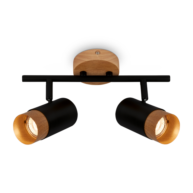Briloner Spotleuchte holzfarben/schwarz Ø 9 x 37 x 15 cm, 2-flammig