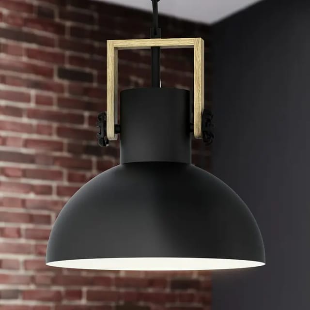 EGLO Hängeleuchte 'Lubenham' schwarz/braun Ø 30 x 110 cm