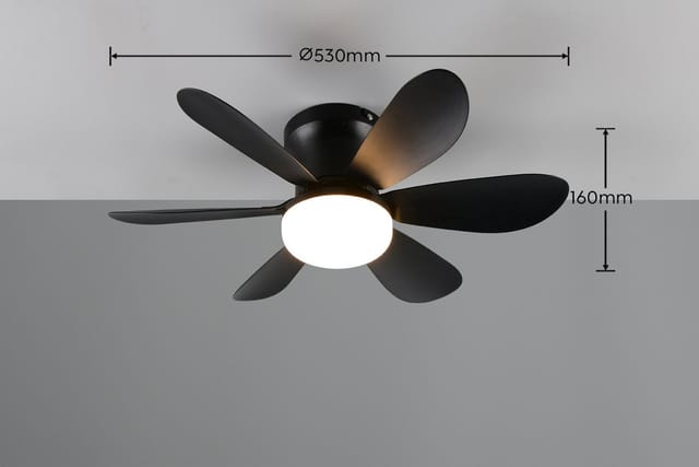 Trio Deckenventilator 'Lund' schwarz matt Ø 53 cm
