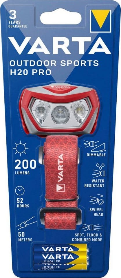 Varta LED-Stirnlampe 'H20 Pro' rot 200 lm