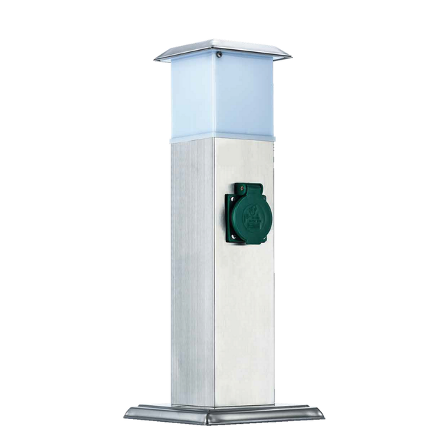 toom Steckdosensäule mit Leuchte Edelstahl silbern 2-fach