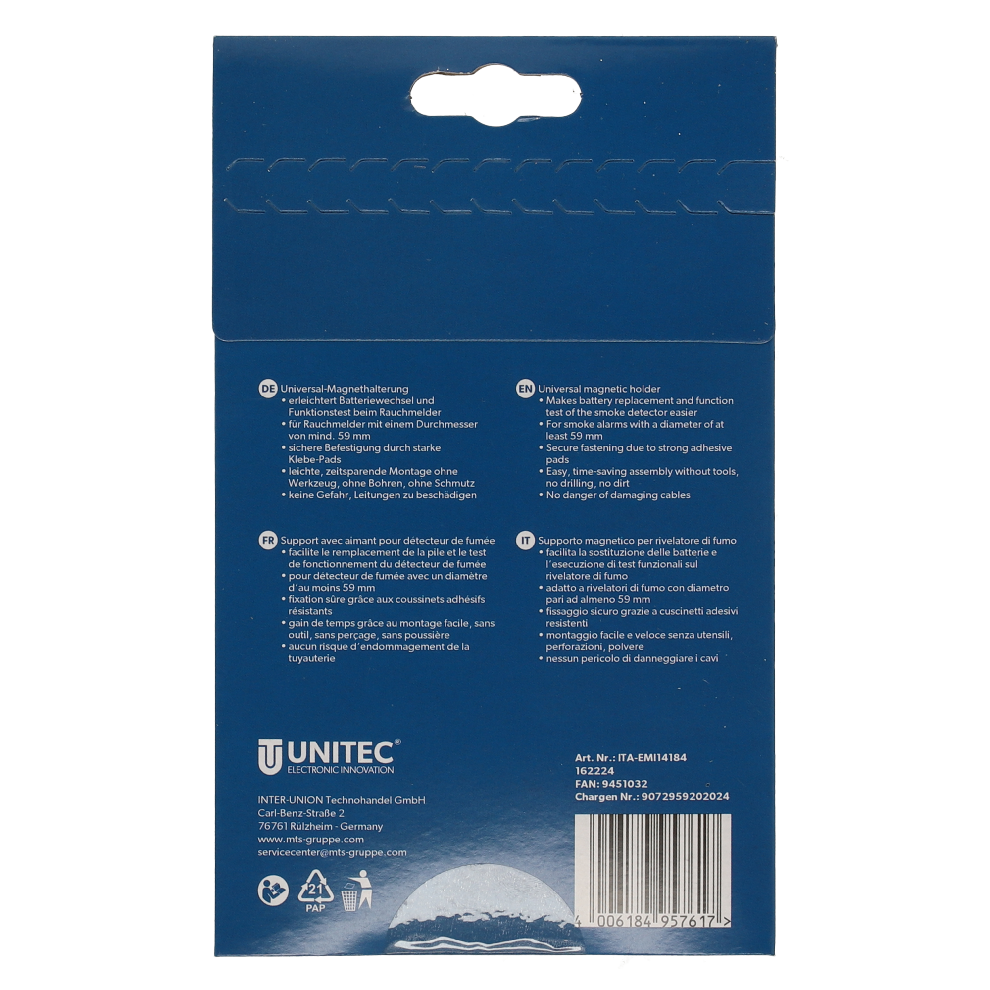 UniTec Magnethalterung für Rauchmelder Ø 5,9 cm Bild 2