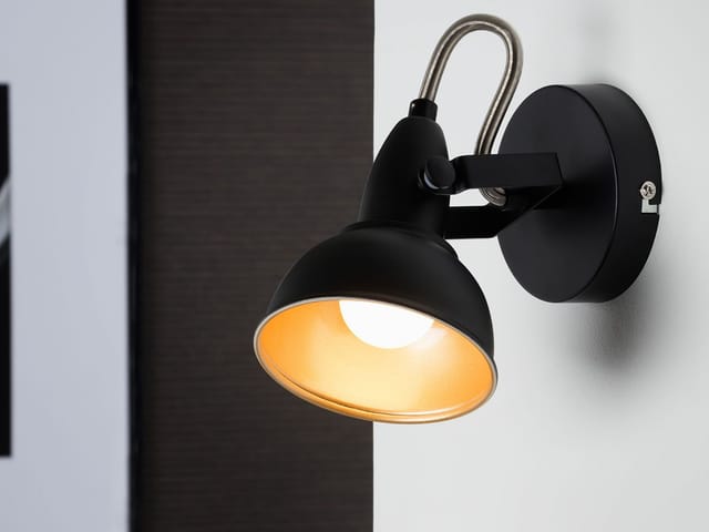 Briloner Wandstrahler 1-flammig schwarz/gold Ø 105 mm