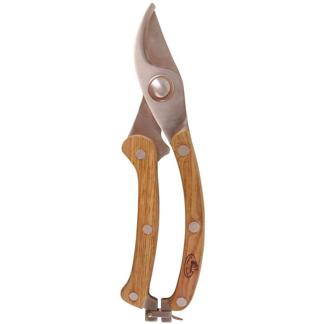 Esschert Design Gartenschere, Baumschere aus Edelstahl mit Holzgriff, ca. 20 cm lang
