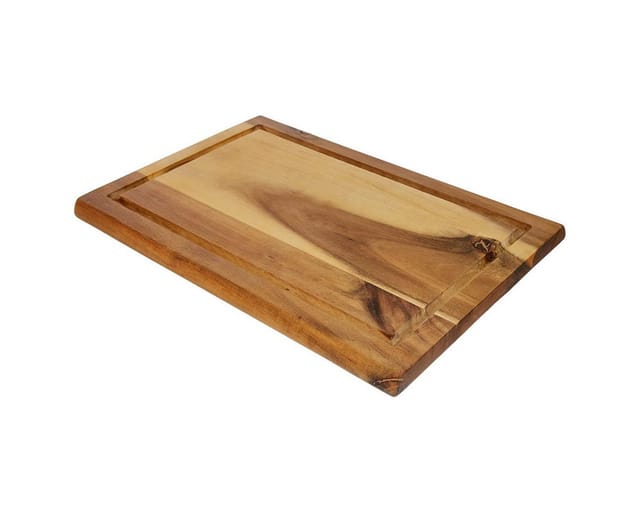 Kesper Tranchierbrett aus Akazienholz, FSC-zertifiziert, mit Saftrinne, 32 x 21 x 1,5 cm, naturfarben