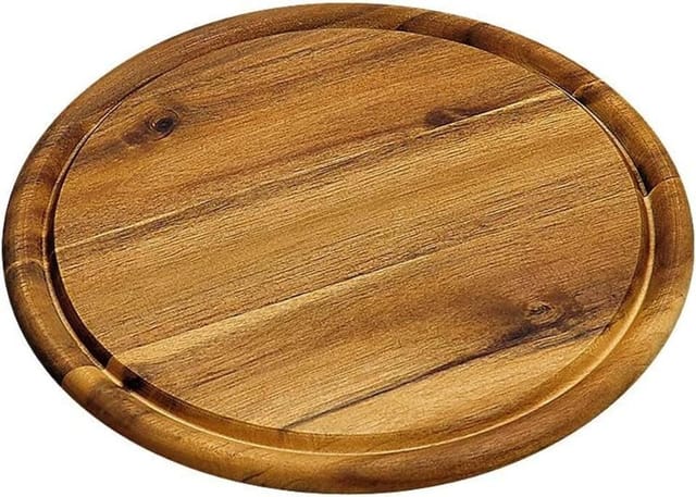 Kesper Fleischteller aus Akazienholz, FSC-zertifiziert, rund, mit Saftrinne, Ø 25 x 1,5 cm
