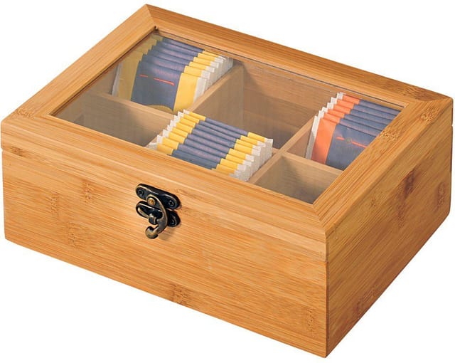 Kesper Tee-Box aus Bambusholz, FSC, 6er Einteilung, 21,7 x 9 x 16 cm
