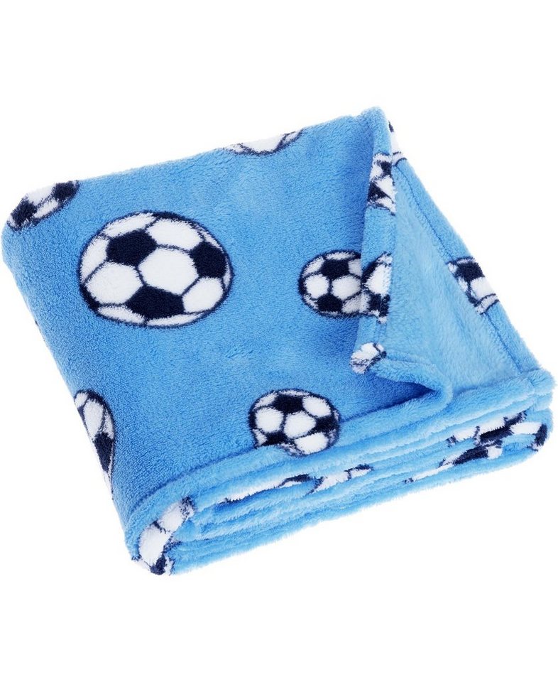 Playshoes Fleece-Decke Fußball (blau), Größe: 75 x 100 cm Bild 2