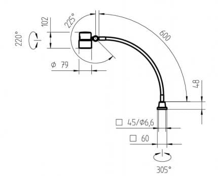 Waldmann LED-Flexschlauchleuchte Rocia RFF 600/850/D 9W 5000K 600Lm 10° - 113183000-00668996