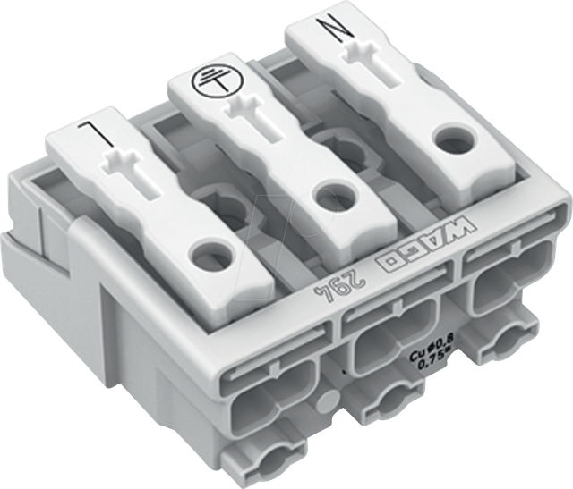 WAGO 3P-Leuchtenanschlussklemme ohne PE-Kontakt N-PE-L 2,5 mm² - 294-5013