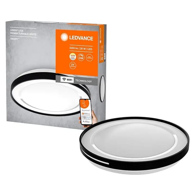 Ledvance LED-Deckenleuchte mit Hauptlicht und WiFi-Technologie SMART WIFI ORBIS LISA RD500 TW BK – 4058075573536