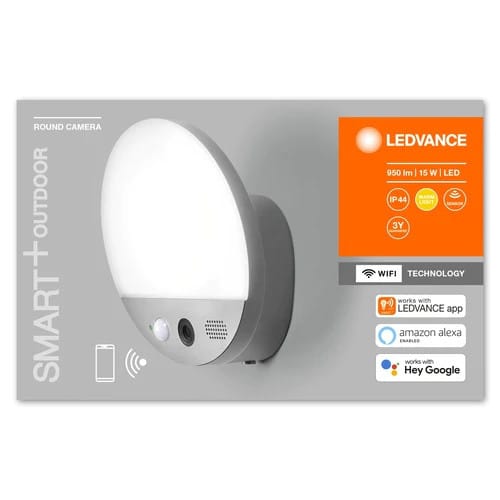 Ledvance LED-Außenleuchte Wandleuchte mit Kamera, Fernsprecheinrichtung und Sensor SMART OUTD WIFI ROUND CAMERA DG – 4058075564480