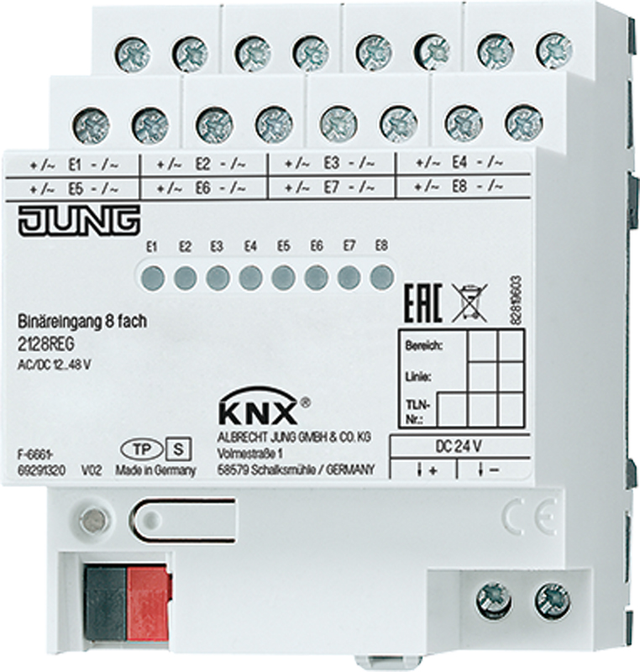 Jung KNX Binäreingang 8-fach REG Gehäuse 4TE 2128