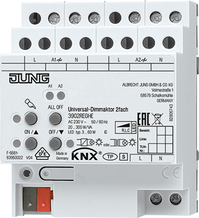 Jung KNX Universal-Dimmaktor 2fach 3902 REGHE