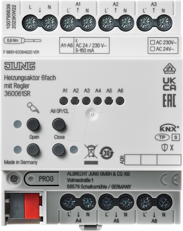 Jung KNX Heizungsaktor 6fach mit Regler 36006 1S R