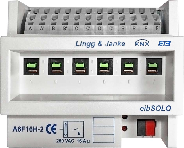 Lingg&amp;Janke Schaltaktor 6-fach 16A 250V 6TE A6F16H-2