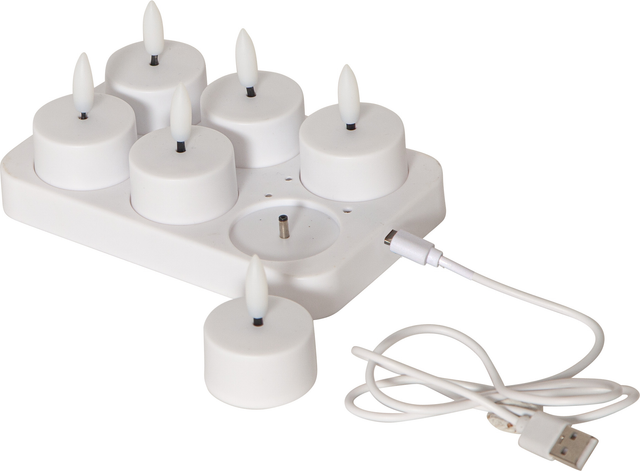 Star Trading LED-Teelichter-Set 6Stk. inkl. Ladestation 061-04