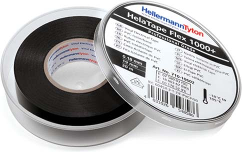 HellermannTyton Premium PVC-Isolierband 19mmx33m, schwarz FLEX1000+19x33 BK