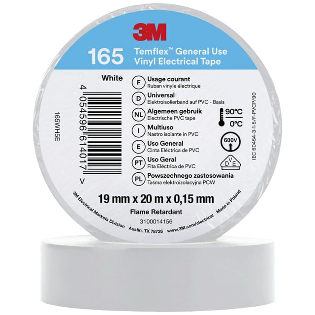 3M Deutschland PVC Elektro-Isolierband 165WH5E Temflex165 wß19X20