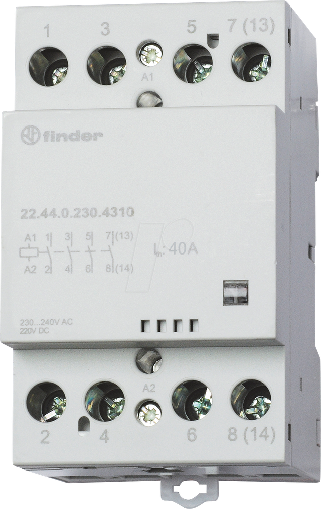 Finder Schütz für Reiheneinbau 3S, 1Ö, 40A 22.44.0.230.4710