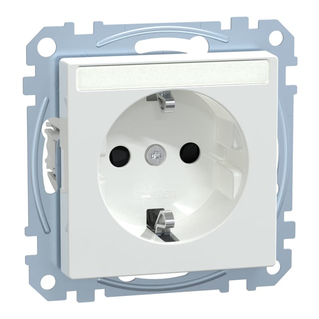 Merten SCHUKO-Steckdose aws/gl mit Schriftfeld MEG2302-0325