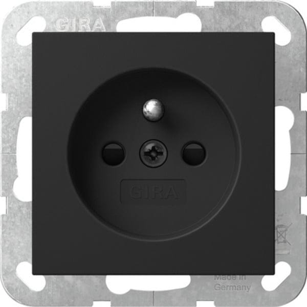 Gira Steckd. Erdstift+SH Schwarz 4485005