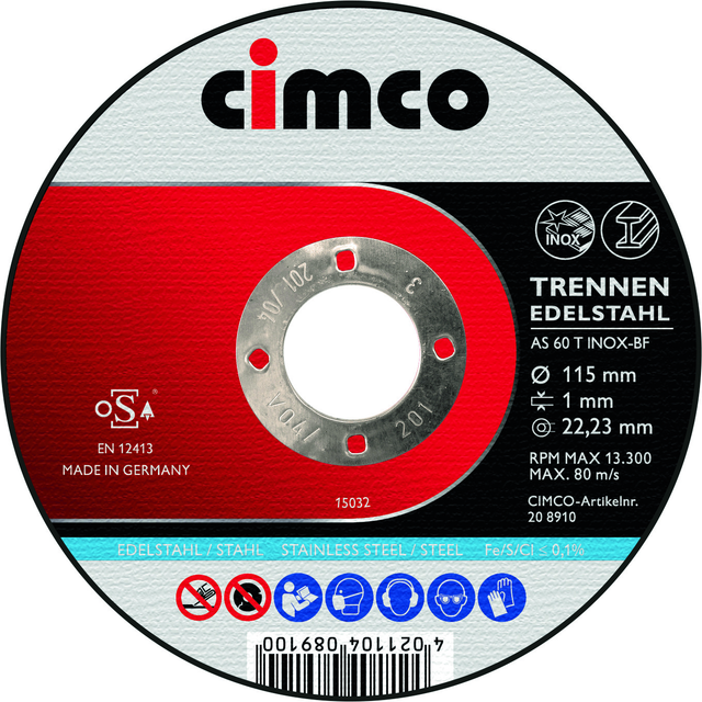 Cimco Werkzeuge Korund-Trennscheibe Inox D=115mm 208910