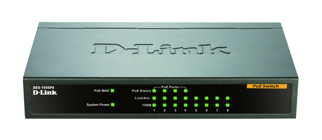 DLink Deutschland Fast Ethernet Switch 8-Port PoE Layer2 DES-1008PA