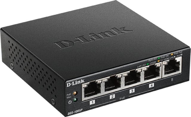 DLink Deutschland Gigabit PoE+ Switch 5-Port Desktop DGS-1005P/E