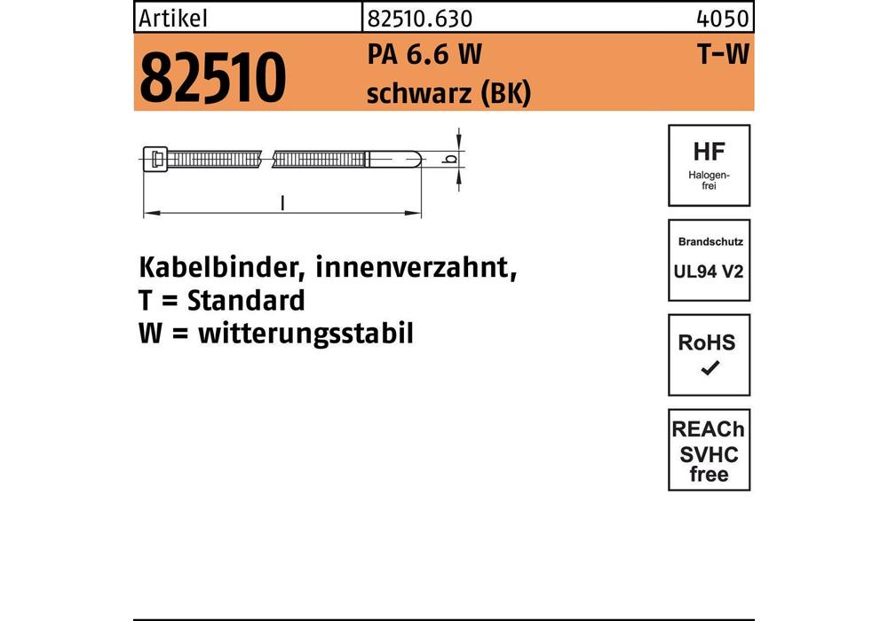 HellermannTyton Kabelbinder 2,5x200 schwarz T18L-W-BK-C1 - 111-02160
