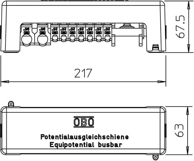 OBO Bettermann Vertr Potentialausgleichsschiene 217mm Ms 1801 VDE - 5015650