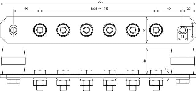 DEHN Potentialausgleichschiene o. Abdeckung CU PAS I 6AP M10 - 472207