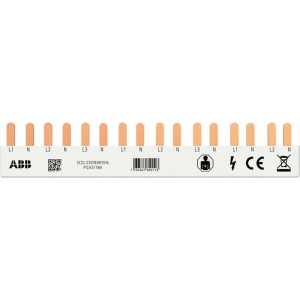 ABB Stotz S&amp;J Phasenschiene FlexLine 3P+N, 16Pins, 8 TE PSX3/16N