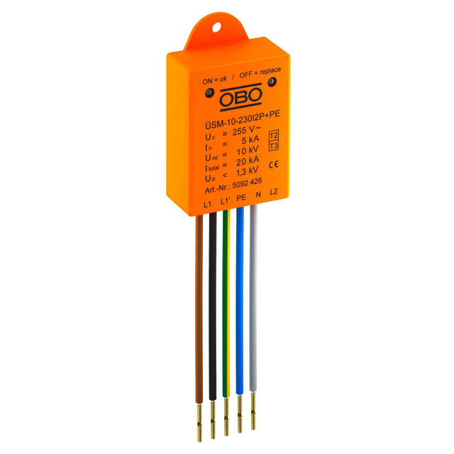 OBO Bettermann Vertr Überspannungsschutzmodul mit 2 Phasen ÜSM-10-230I2P+PE