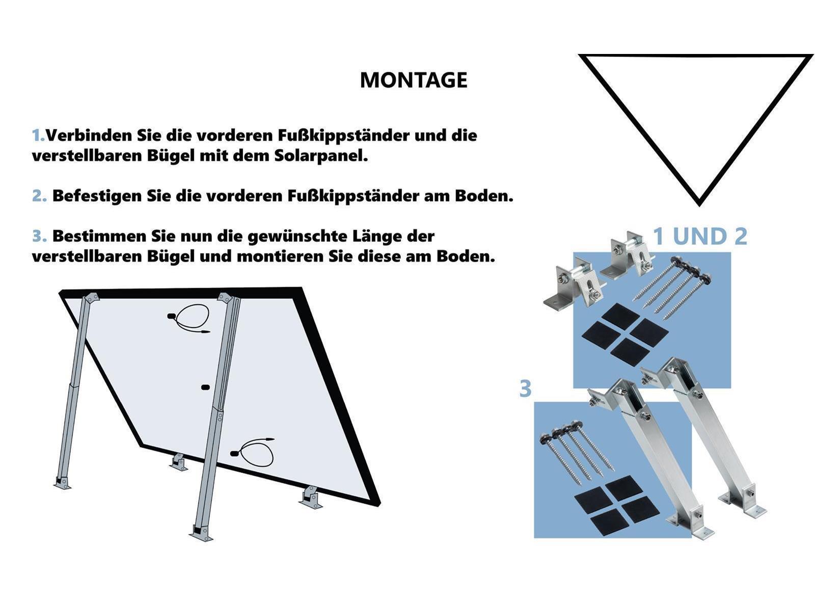 Solarmodul Halterung 15°-30° Silber - 1er Set - Balkonkraftwerk Pv-modul