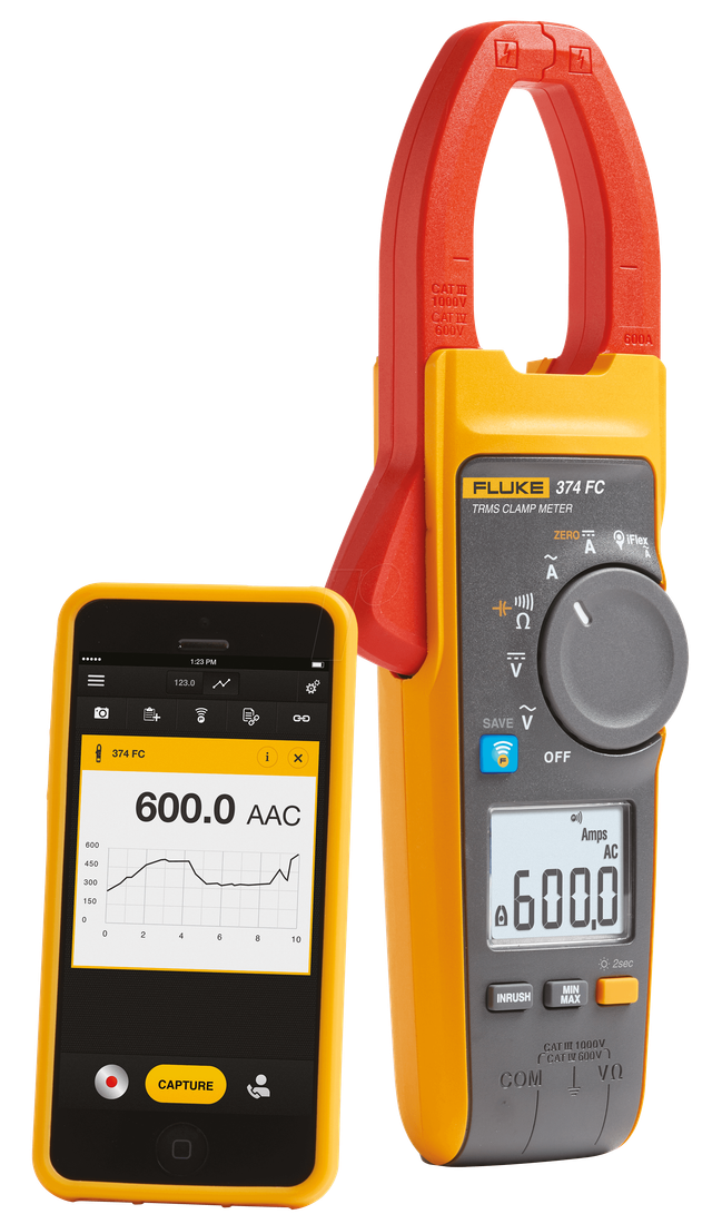 Fluke Strommesszange 600A AC/DC TRMS FLUKE-374 FC
