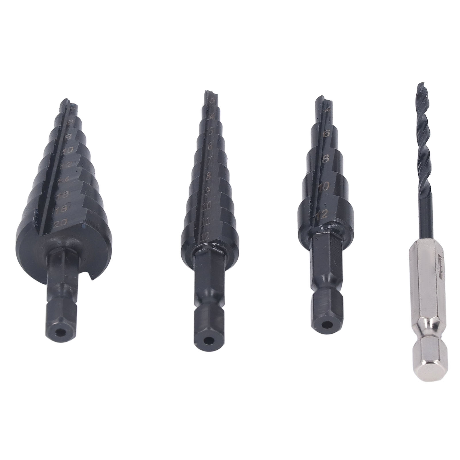 4-teiliges Hss-stufenbohrer-set Mit Gerader Nut, Wärmebehandelt, Aus Hochgeschwindigkeitsstahl (hss)