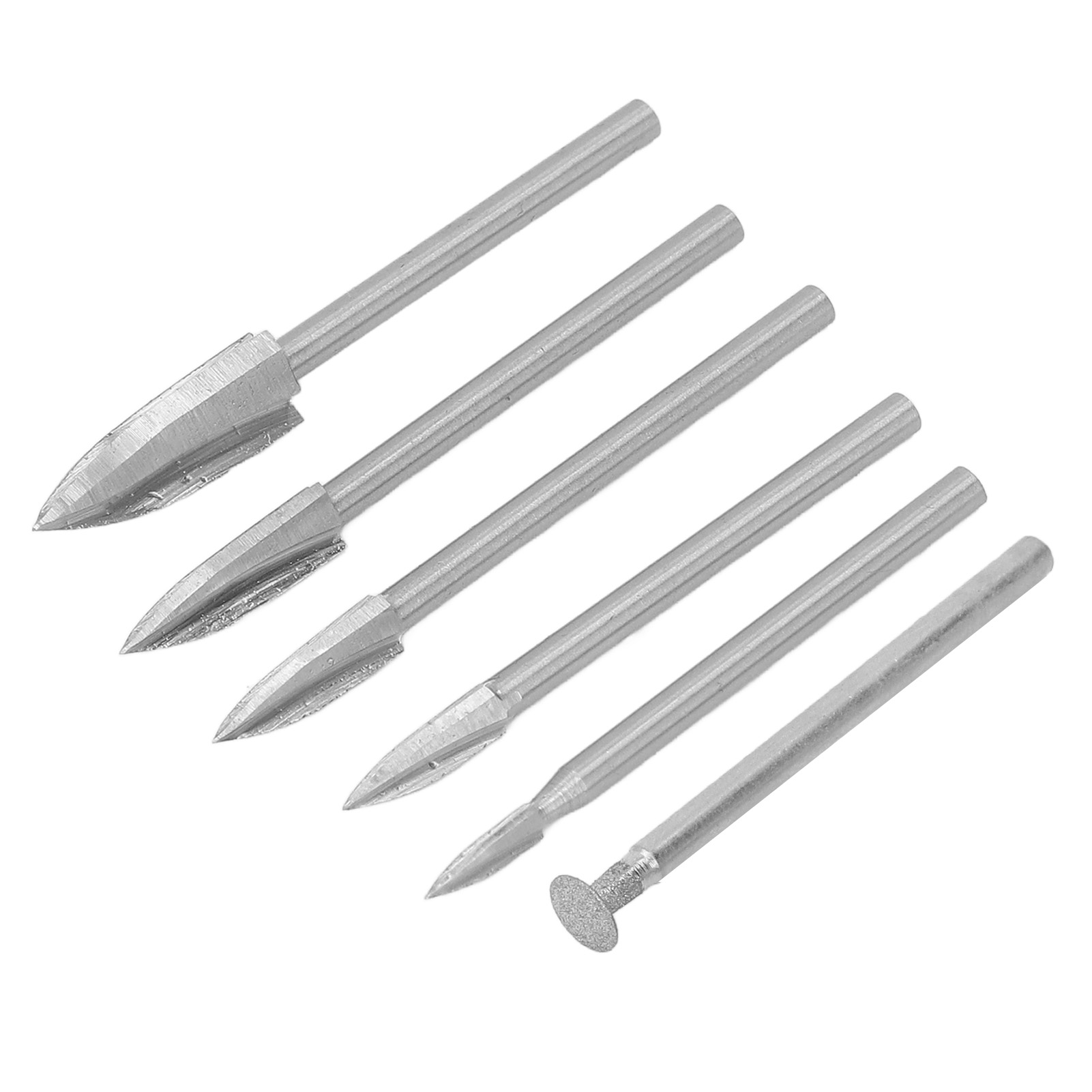 Holzbearbeitungs-schnitzfräser Mit 3,0-mm-schaft Aus Hss, 3-schneidiger Gravierfräser, 5-teiliges Set Mit 3-schneidigen Fräsern, Schleiffräser Und Spannfutter