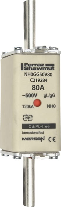 Mersen NH-Sicherungseinsatz SF Gr.0 gG 80A/500V KM NH0GG50V80 - C219284