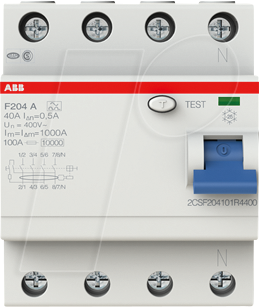 ABB Stotz S&amp;J FI-Schutzschalter 40/0,5A 4p. F204A-40/0,5 - 2CSF204101R4400