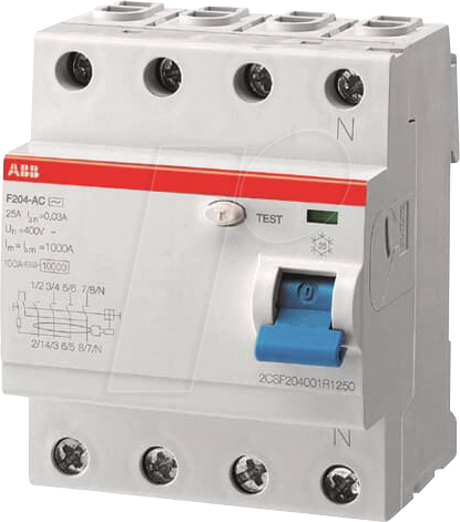 ABB Stotz S&amp;J FI-Schutzschalter pro M Compact F204A-63/0,03L - 2CSF204123R1630