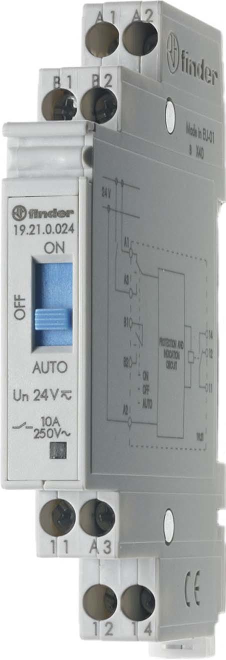 Finder Auto-Off-On-Relais 1W 10A 24VAC/DC 19.21.0.024.0000 - 192100000000