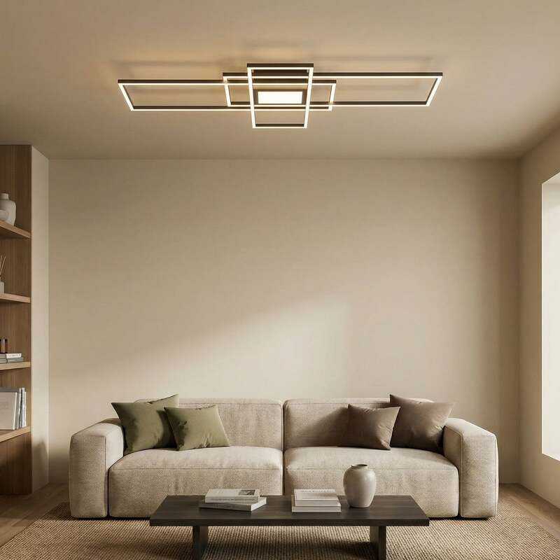 [neuwertig] B-ware Trio Lighting Deckenlampe Led Dimmbar Anthrazit 3000k-6500k 105x42cm Leuchte