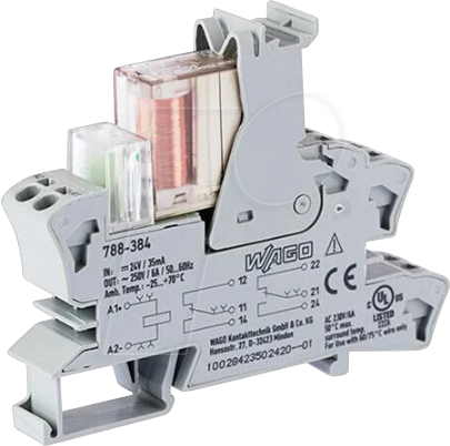 WAGO GmbH &amp; Co. KG Stecksockel m.Relais 2W, 24V DC 788-384