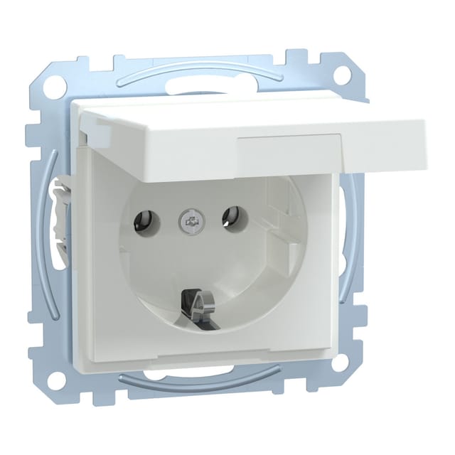 Merten SCHUKO-Steckdose aws/gl Klappdeckel MEG2310-0325