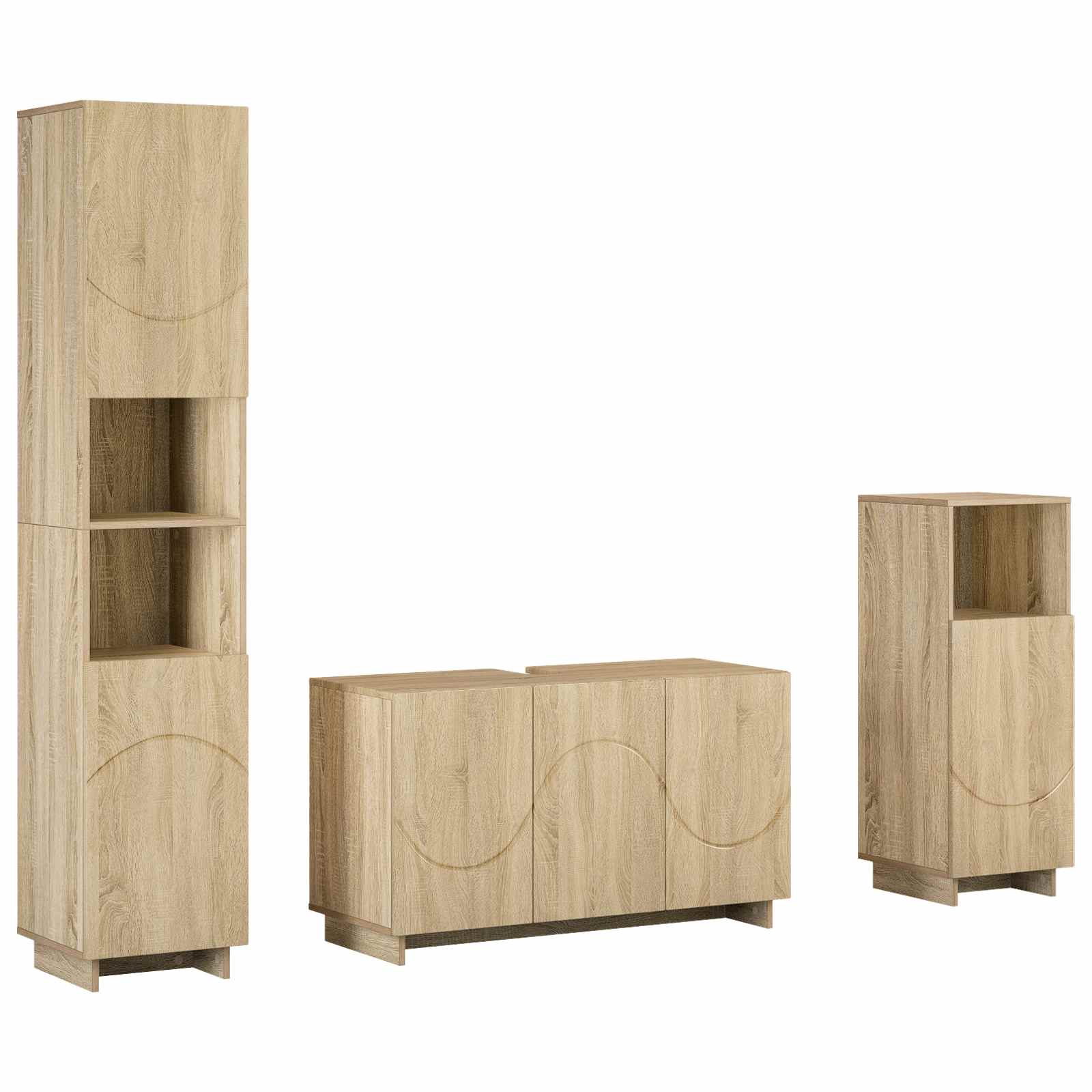Badezimmerschrank-set 3 Stk. Sonoma-eiche Holzwerkstoff Vidaxl