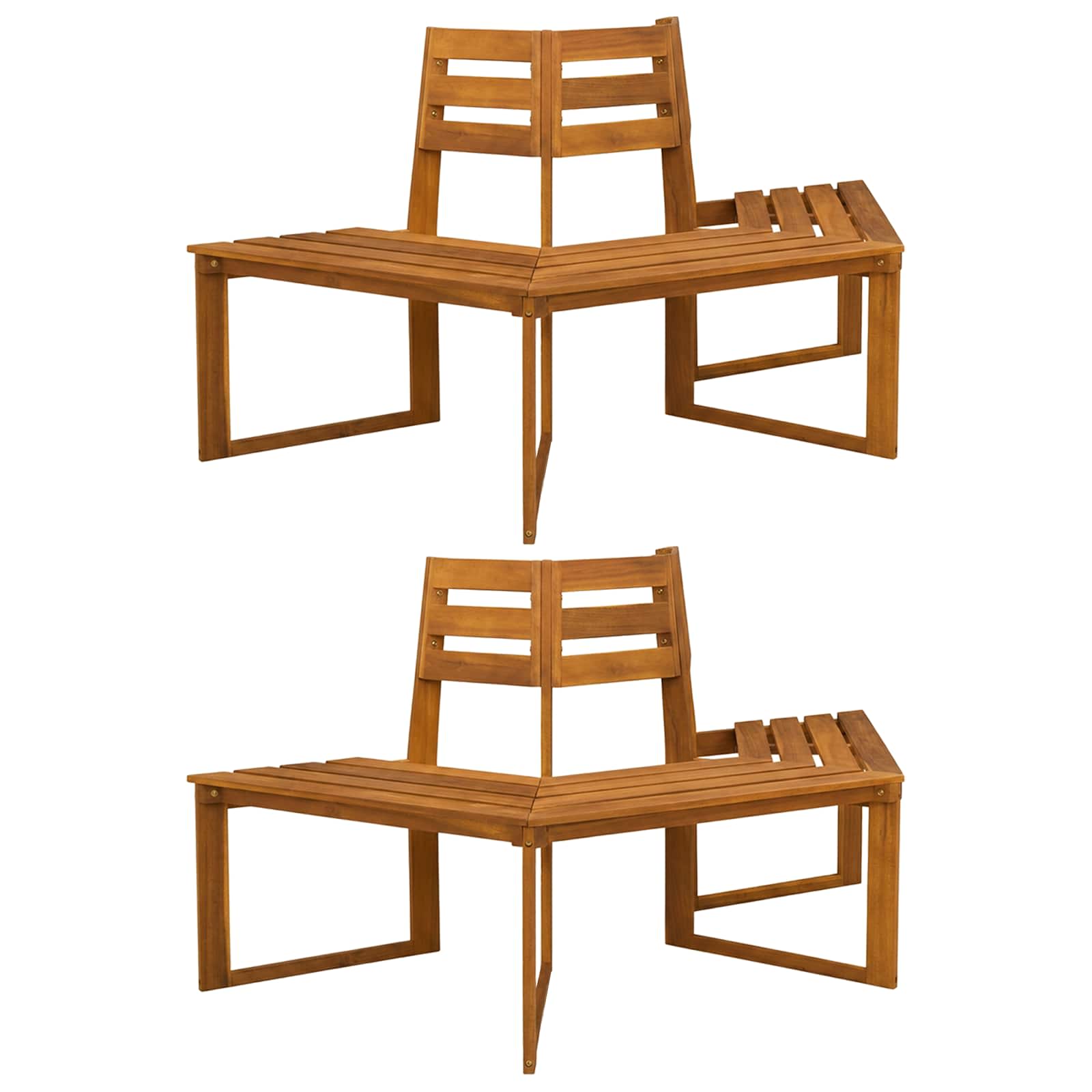 Baumbank 2 Stk. 160 X 140 X 86 Cm Massivholz Akazie Natur Vidaxl