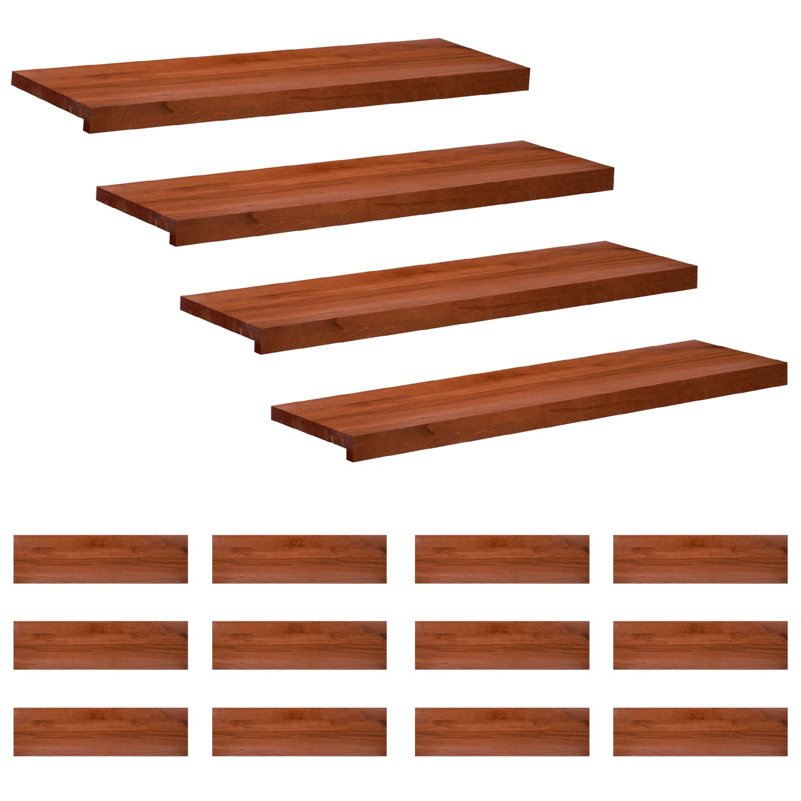 Treppenstufen 16 Stk. 100 X 30 X 2 Cm Braun Massivholz Buche Vidaxl