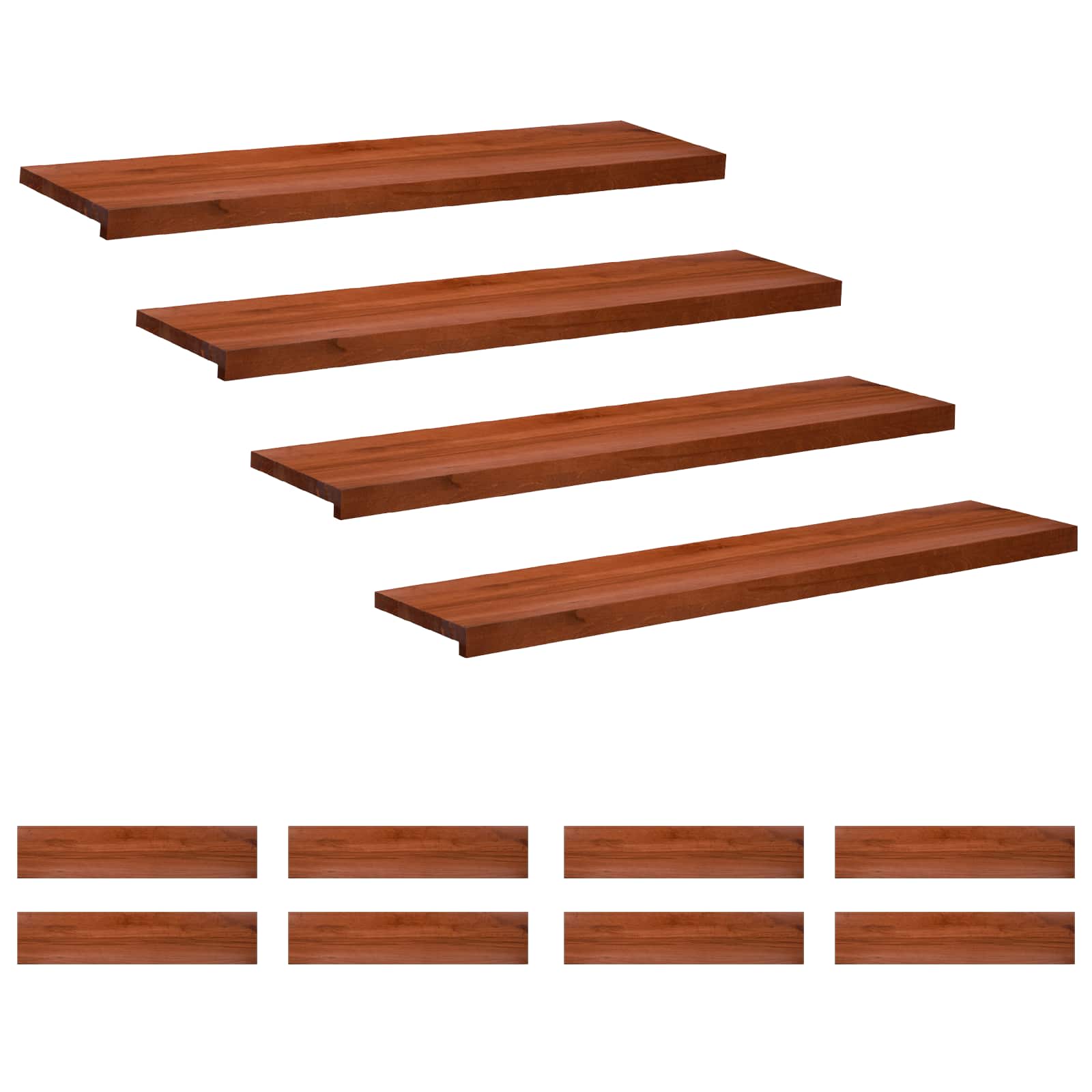 Treppenstufen 12 Stk. 110 X 25 X 2 Cm Braun Massivholz Buche Vidaxl